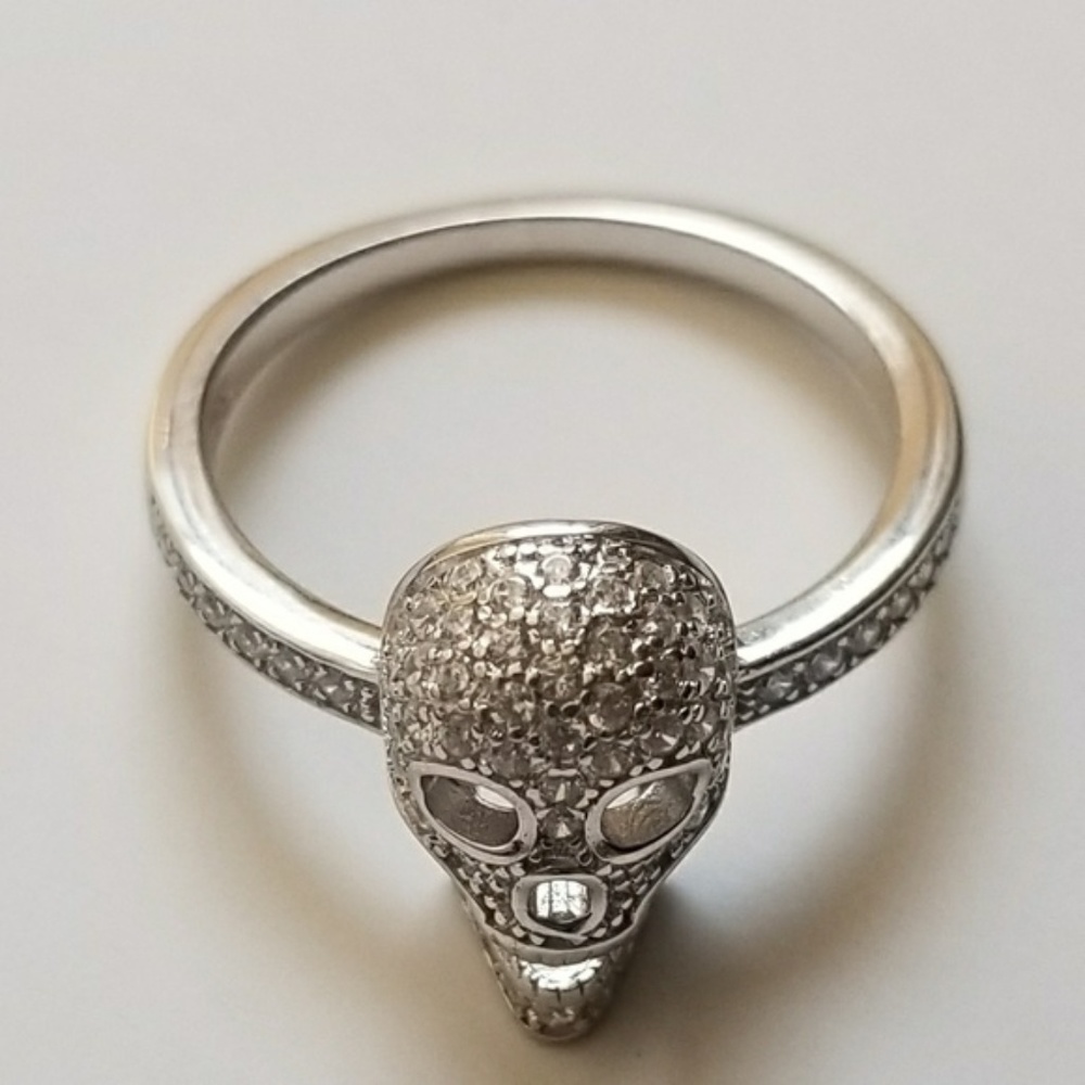 Sterling Silver Skull CZ Ring